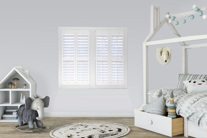 Plantation shutters in a kids bedroom